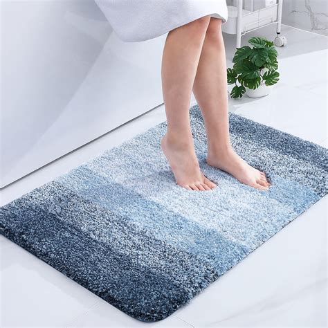 "Buganda Ultra Absorbent Microfiber Bathroom Rugs, 24""x36"" Blue ...