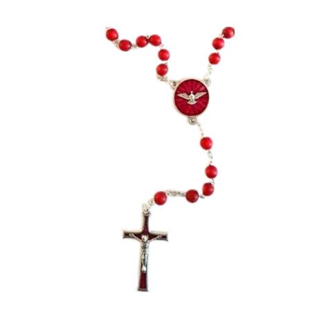 Buy Needzo Holy Spirit Dove Red Confirmation Rosary with Keepsake Box ...