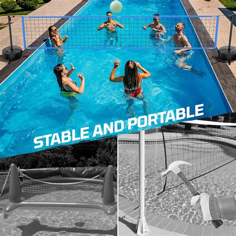 Pool Volleyball Net Set with Light and Weighted Base Barbados | Ubuy