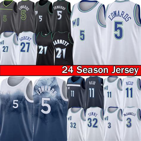 KAT Anthony Edwards Basketball Jersey Timberwolve Jersey Naz Reid, Rudy ...
