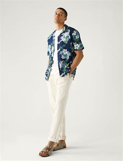 Buy Pure Cotton Hawaiian Cuban Collar Shirt at Marks & Spencer