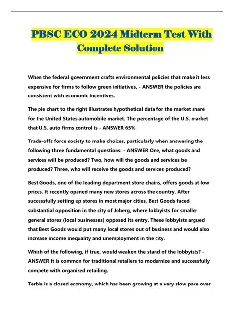 PBSC ECO 2024 Midterm Test With Complete Solution - PBSC - Stuvia US
