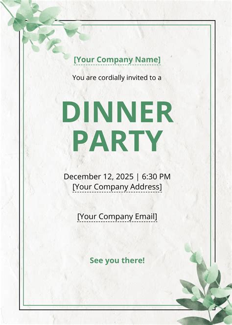 Formal Dinner Party Invitation Template - Edit Online & Download ...