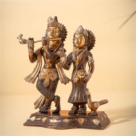 Antique Radha Krishna Brass Idol – Samskara Home