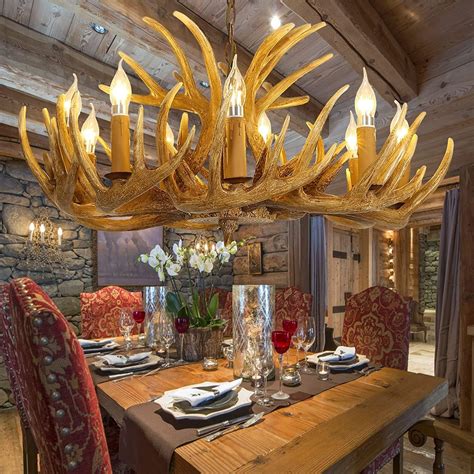Antler Chandelier Lighting, Resin Antler Chandelier 9 Lights E12 Base ...
