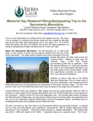 Fillable Online dallassierraclub Complete trip details and registration ...