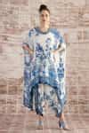 Buy Blue Silk Embroidery Cowl Neck Lavanya Printed Draped Tunic And ...