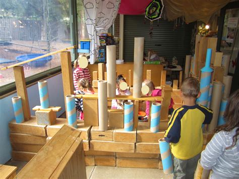 Castle building with blocks & loose parts (",) | Outdoor classroom ...