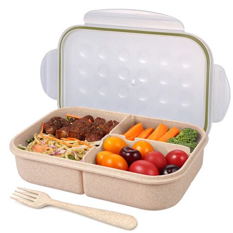 Buy Bento Box for Adults Lunch Containers for Kids 3 Compartment Lunch ...