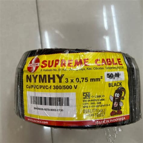 Jual Supreme Kabel Listrik NYYHY 3x0.75mm @50 Mtr Hitam / Kabel Listrik ...