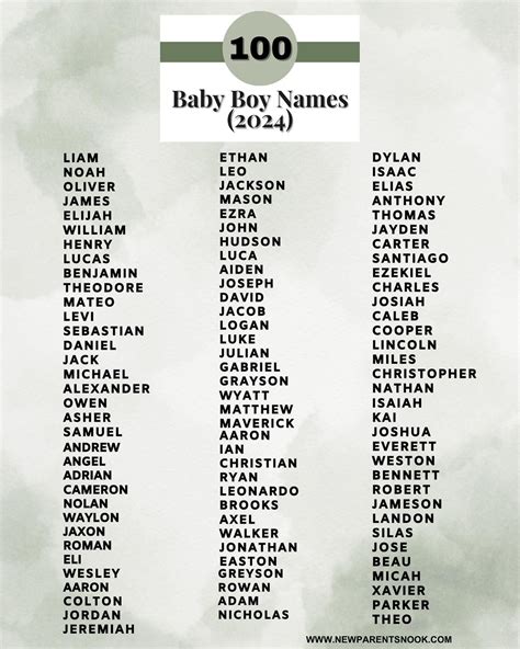 Top 100 Baby Boy Names of 2024