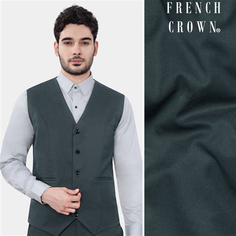 Gunmetal Gray Plain-Solid Premium Cotton Wedding Waistcoats For Men.