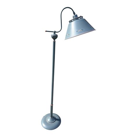Vintage Mid Century Powder Blue Toleware Metal Bridge Arm Floor Lamp ...