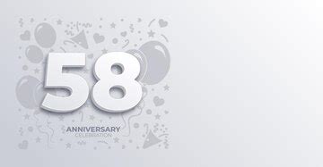 White 58 year anniversary or birthday vector banner with customizable ...