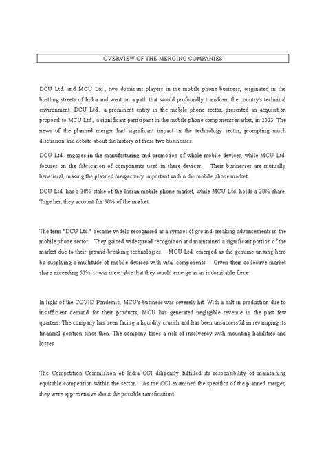 Strategy PLAN - Final - OVERVIEW OF THE MERGING COMPANIES DCU Ltd. and ...
