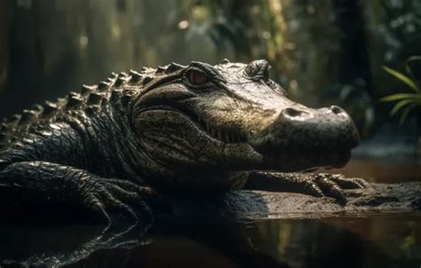 Download wallpaper look, face, crocodile, AI art, neural network ...