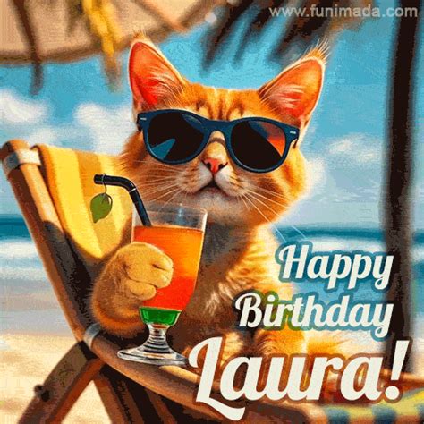 Happy Birthday Laura - Fun Beach Vibes GIF - Download on Funimada.com
