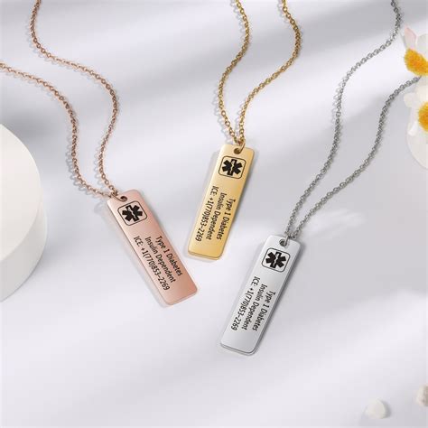 Personalized Medical Alert Necklace for Men Women,medical ID Necklace ...