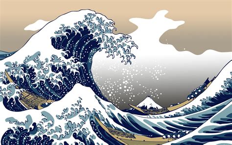 Paintings waves japanese boats vehicles the great wave #QuCj