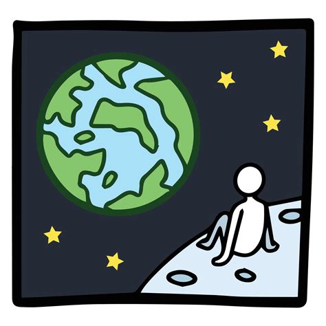 Person looking at the earth from the moon in space background. Vector ...