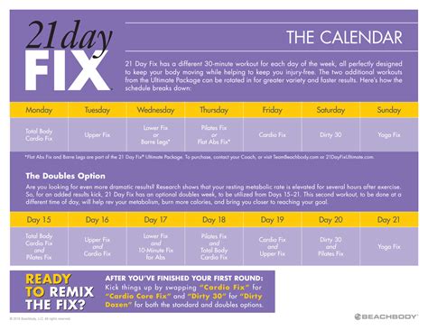 21 Day Fix Workout Calendar | Plan Your Year Easily!
