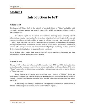 Module 1 - Iot notes 1st yr - 1 Introduction Module- BASICS OF ...