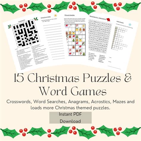 Printable 15 Christmas Puzzles - Word Games and Activity Pages for ...