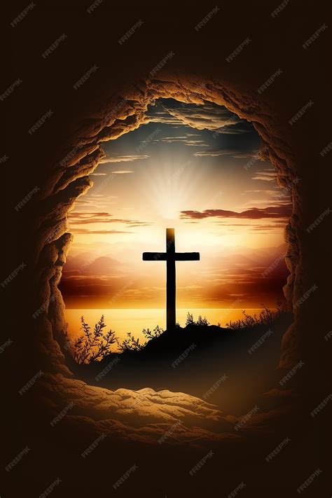 Premium Photo | Illustration of good friday background with cross silhouette on golden sunset ...