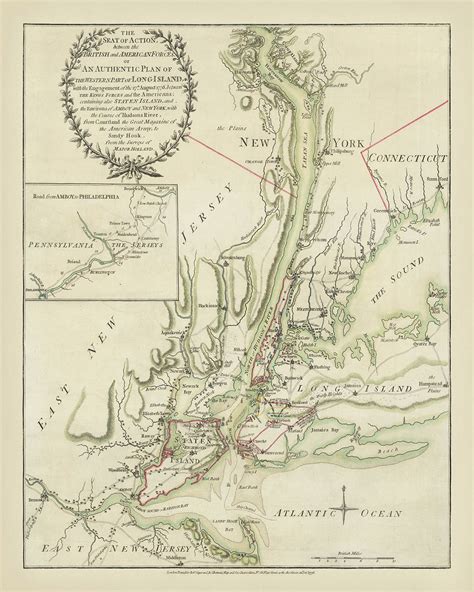 Old Map of the Battle of Long Island, 1776: American Revolution, Briti ...