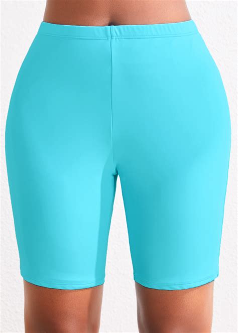 High Waisted Neon Blue Plus Size Swim Shorts | Rosewe.com - USD $23.98
