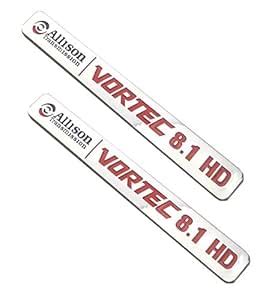 2Pcs Chrome Red Allison Transmission 8.1 Hd 8.1L Vortec Emblems 3D ...