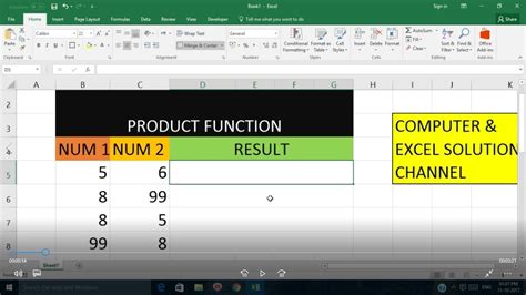 MS Excel Product Formula - YouTube