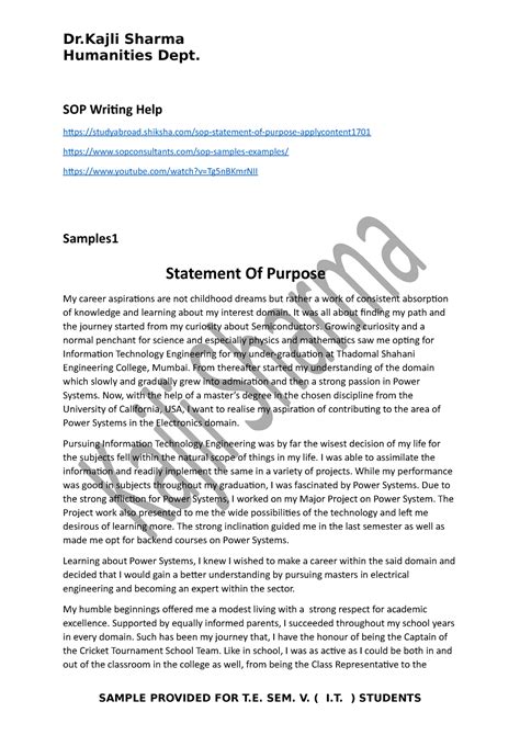 SOP Help - Statement of purpose - Humanities Dept. SOP Writing Help ...