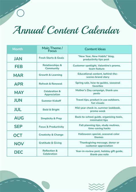 Free Content Calendar Templates, Editable and Printable