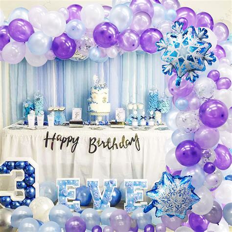 Buy Frozen Birthday Party Supplies, 130PCS Purple Blue Frozen Balloon ...