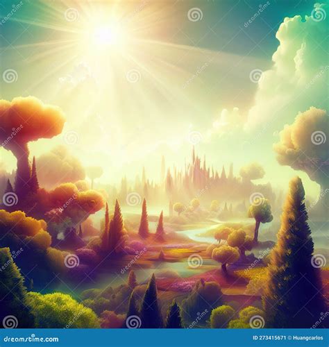 Utopia in Dreamland with Generative AI Stock Illustration - Illustration of background, colorful ...