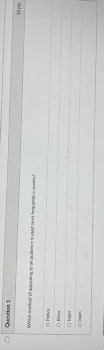 Which method of appealing to an audience is used most | Chegg.com