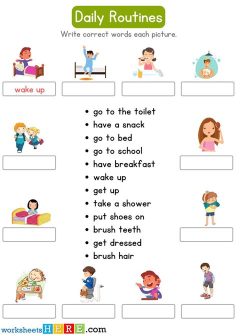 Daily Routine Worksheet 的图像结果