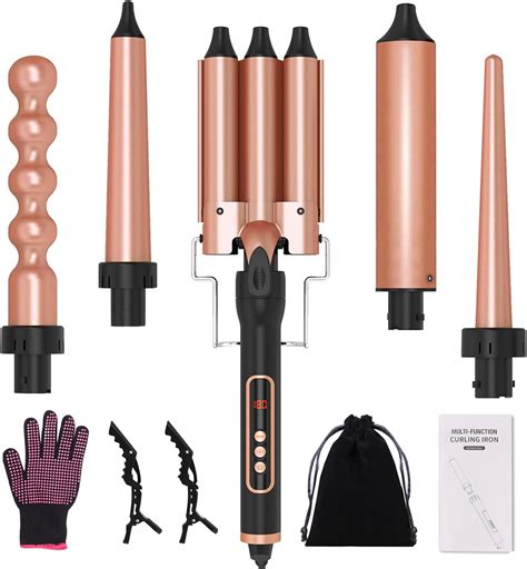 Amazon.com: 5 in 1 Curling Iron Wand Set, Interchangeable Curly Irons ...