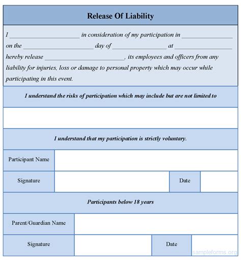 Liability Release Form Printable 的图像结果