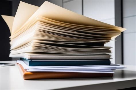 Stack of papers on table | Premium AI-generated image