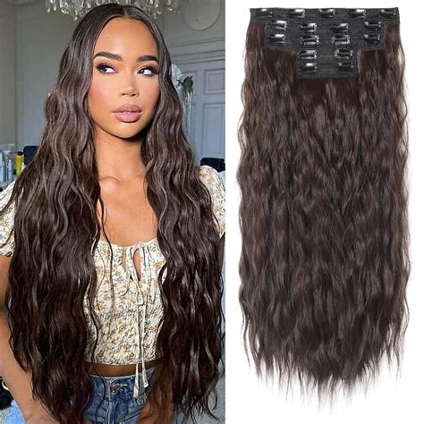 Amazon.com : Clip in Hair Extensions, REECHO 5PCS Brown Hair Extensions ...