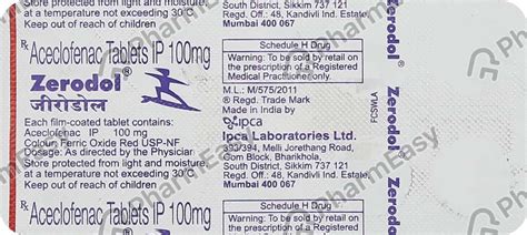 Zerodol 100 MG Tablet (10): Uses, Side Effects, Price & Dosage | PharmEasy