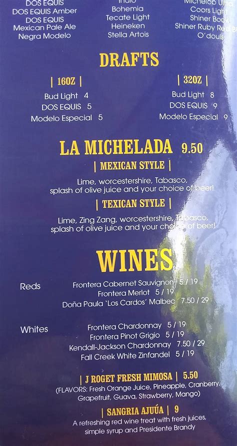 Menu at Ajuúa! Mexican Grill Patio Bar, San Antonio