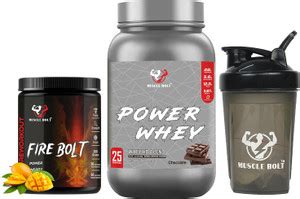 MUSCLEBOLT Power Whey Protein with Shaker & Pre Workout Faster Muscle ...