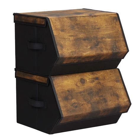 SONGMICS Storage Organizer Boxes, Set of 2 Stackable Storage Boxes ...