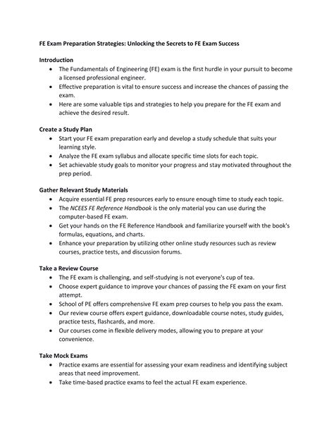 FE Exam Preparation Strategies Unlocking the Secrets to FE Exam Success ...