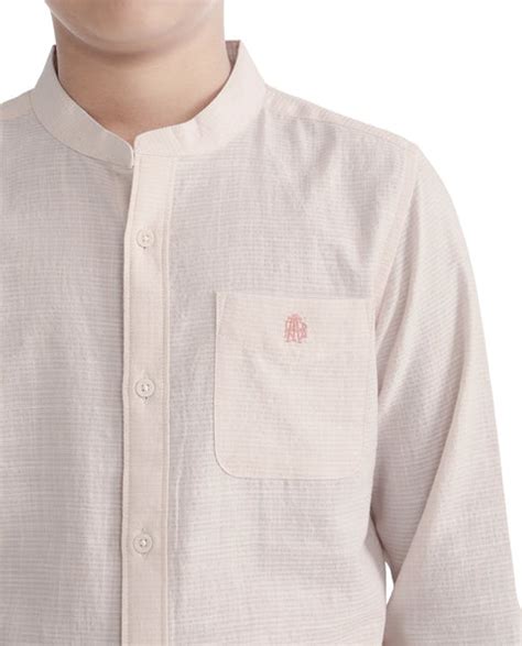 Buy Nexo - Peach Striped Mandarin Collar Shirt| Rare Ones