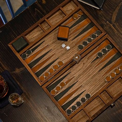 Backgammon set luxury handmade boardgame from wood leather brass a personalized perfect gifts ...