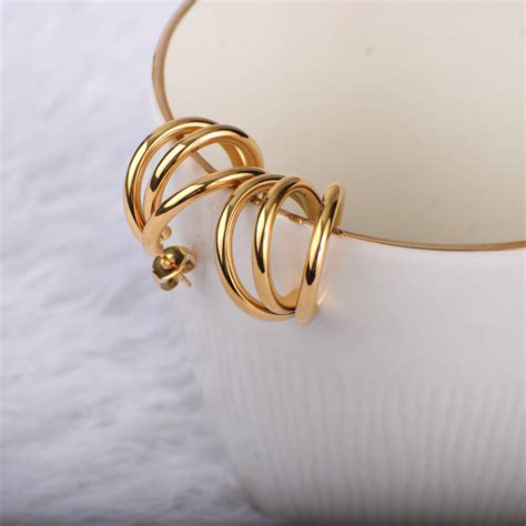 Buy Triple Circle Hoop Earrings | Gold Plating – PALMONAS